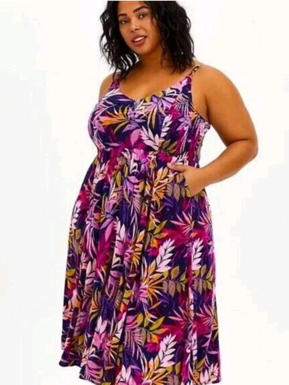 Torrid Tropical Blue Palm Midi Dress